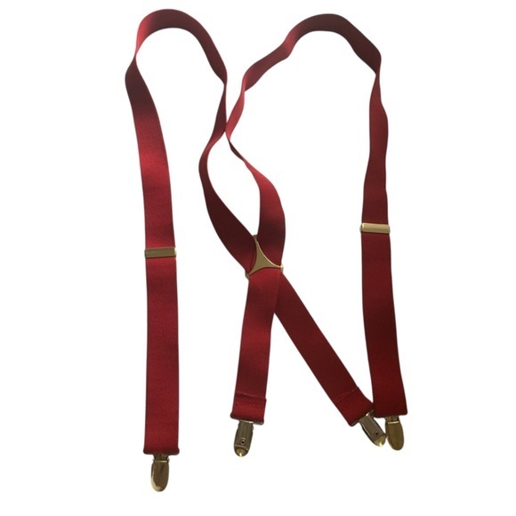 Other - Red Suspenders with Gold Clips